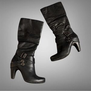 Diba Black Heeled Boots with Buckle Detail